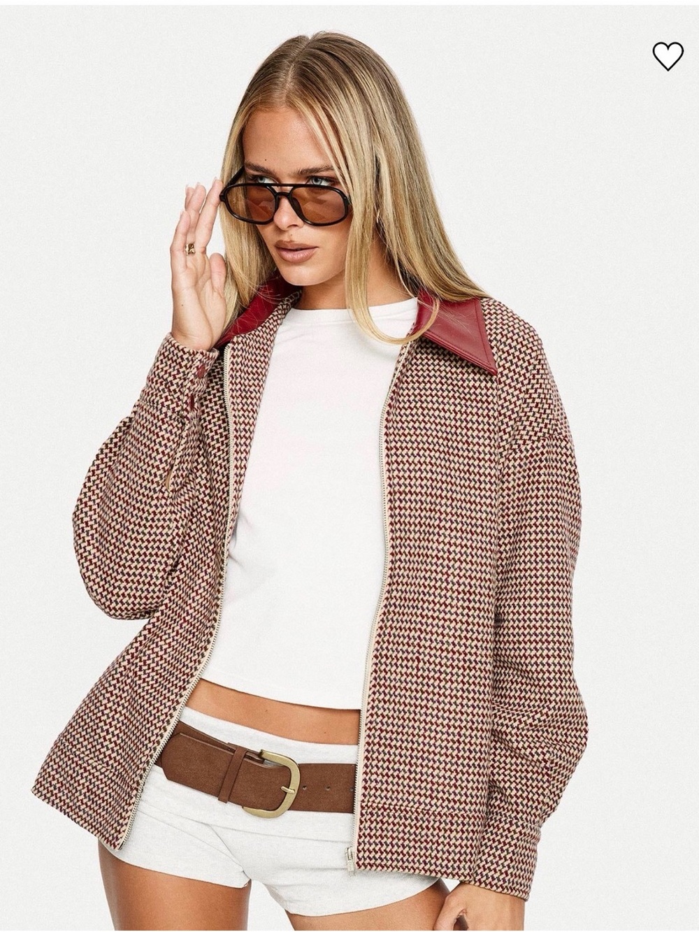 NWT Princess Polly End of the Day Collared Houndstooth Jacket